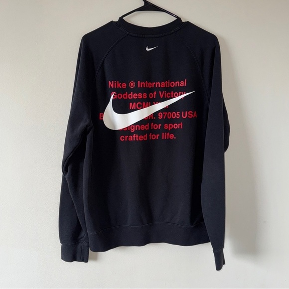 Nike Double Swoosh Crewneck Sweatshirt Black Red Mens Medium - Picture 4 of 7